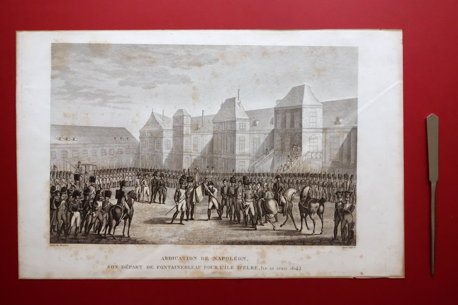 Acquaforte Originale Abdication de Napoleon Fontainebleau Vernet 1834