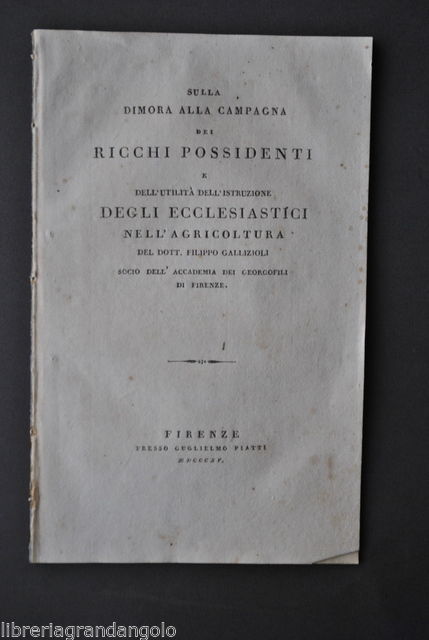 Agricoltura Gallizioli Dimora Campagna Ricchi Ecclesiastici Georgofili 1815