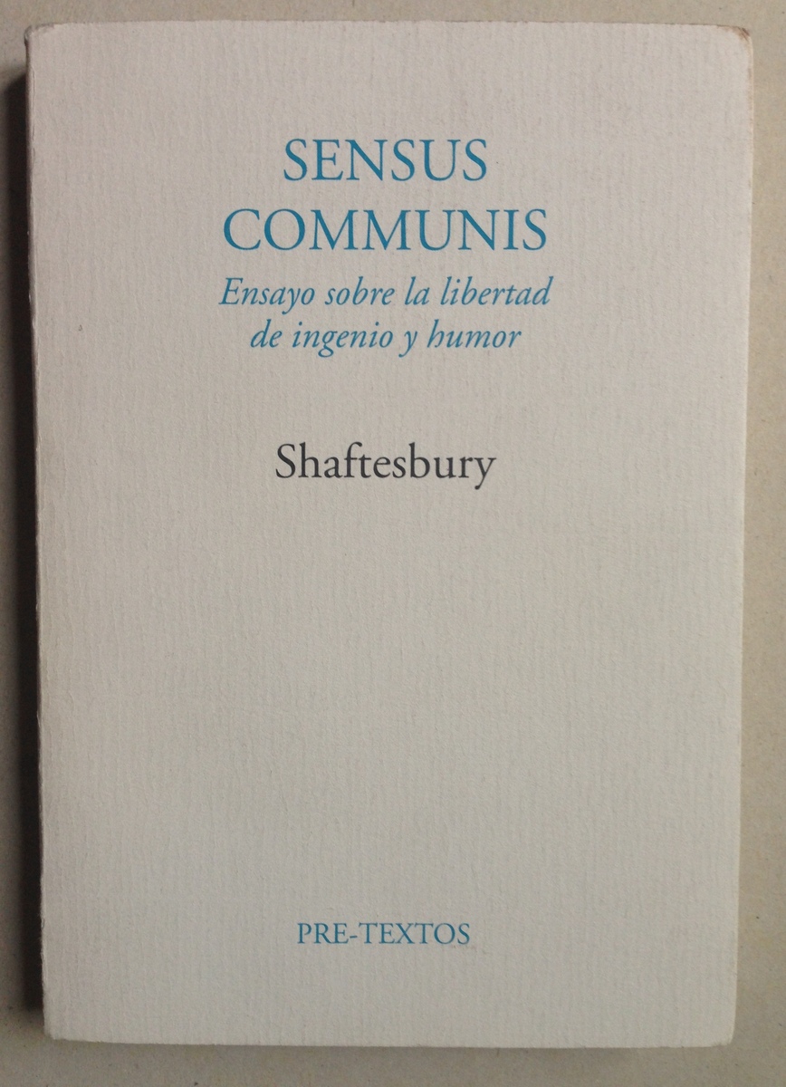 Agustin Andreu Sensus Communis Shaftesbury Pre Textos Valencia 1995