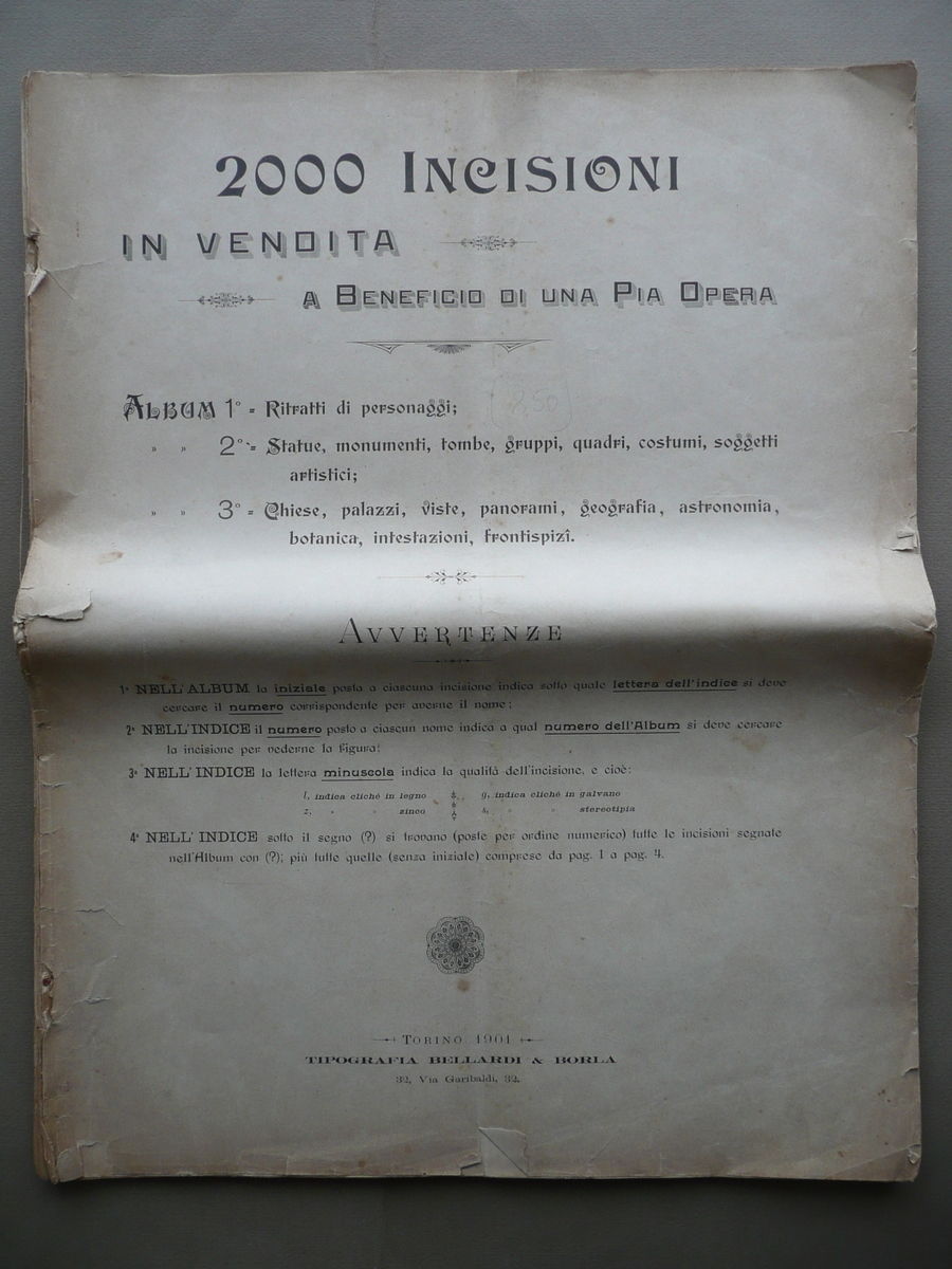 Album 2000 Incisioni Vendita beneficienza Bellardi Borla Torino 1901 Personaggi