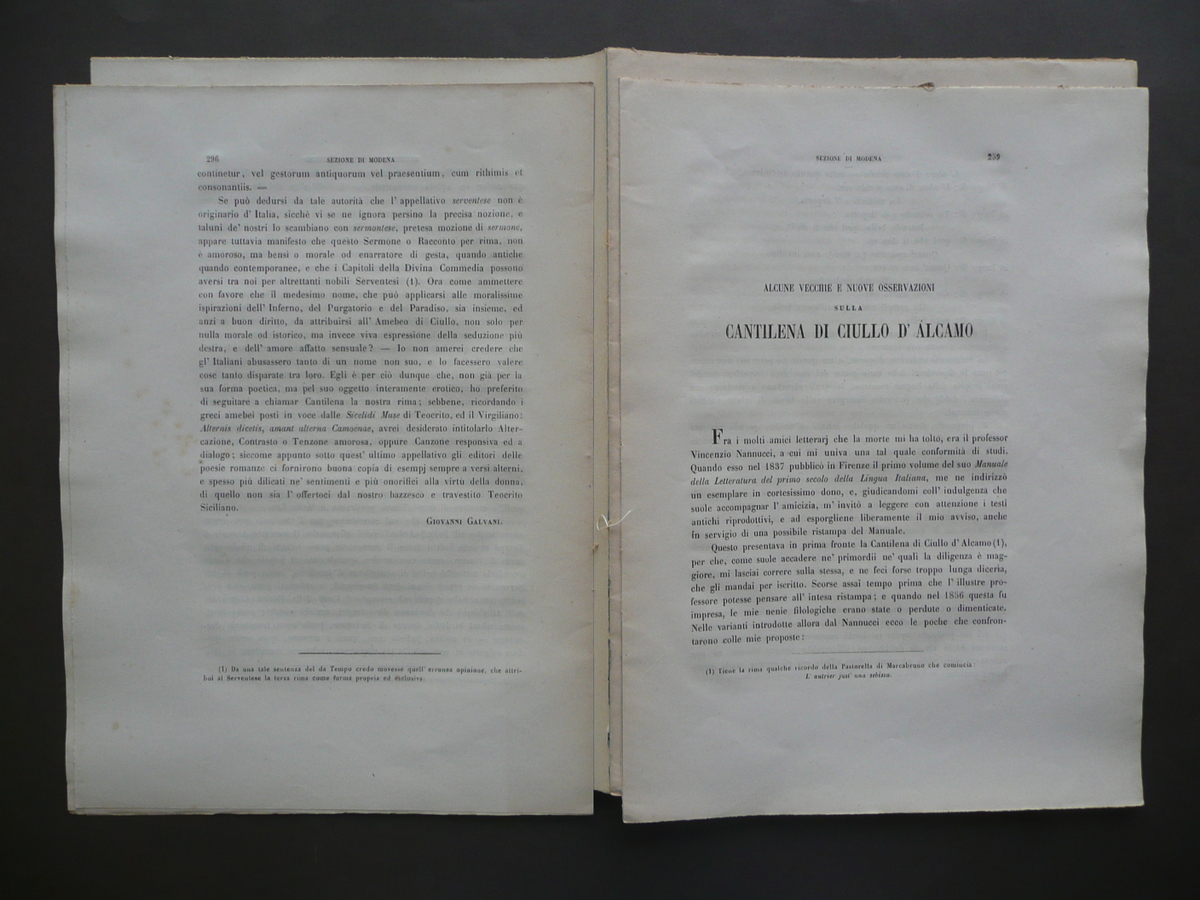 Alcune Vecchie e Nuove Osservazioni Cantilena di Ciullo D'Alcamo Galvani …