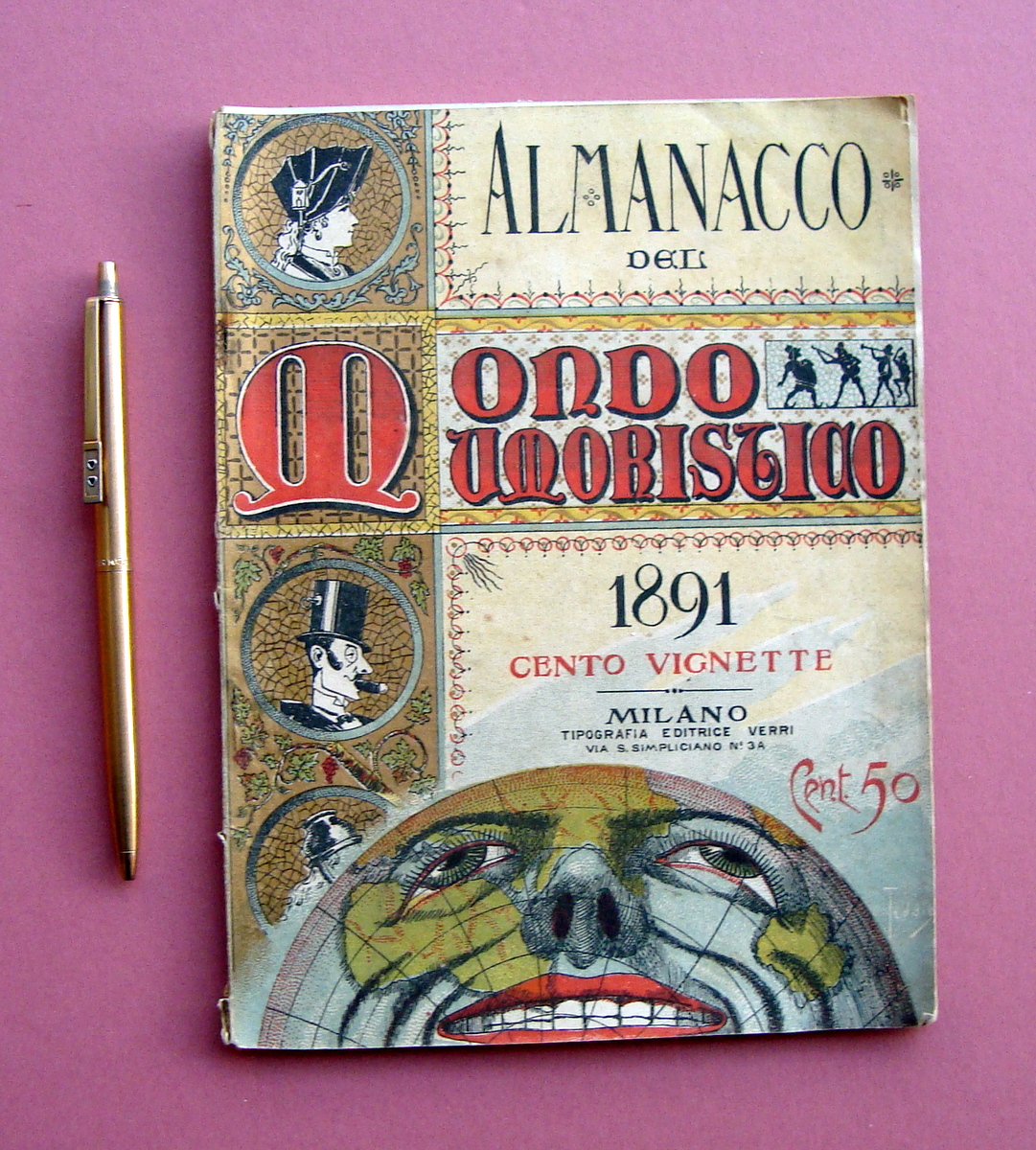Almanacco del Mondo Umoristico 1891 cento vignette Ed Verri Milano