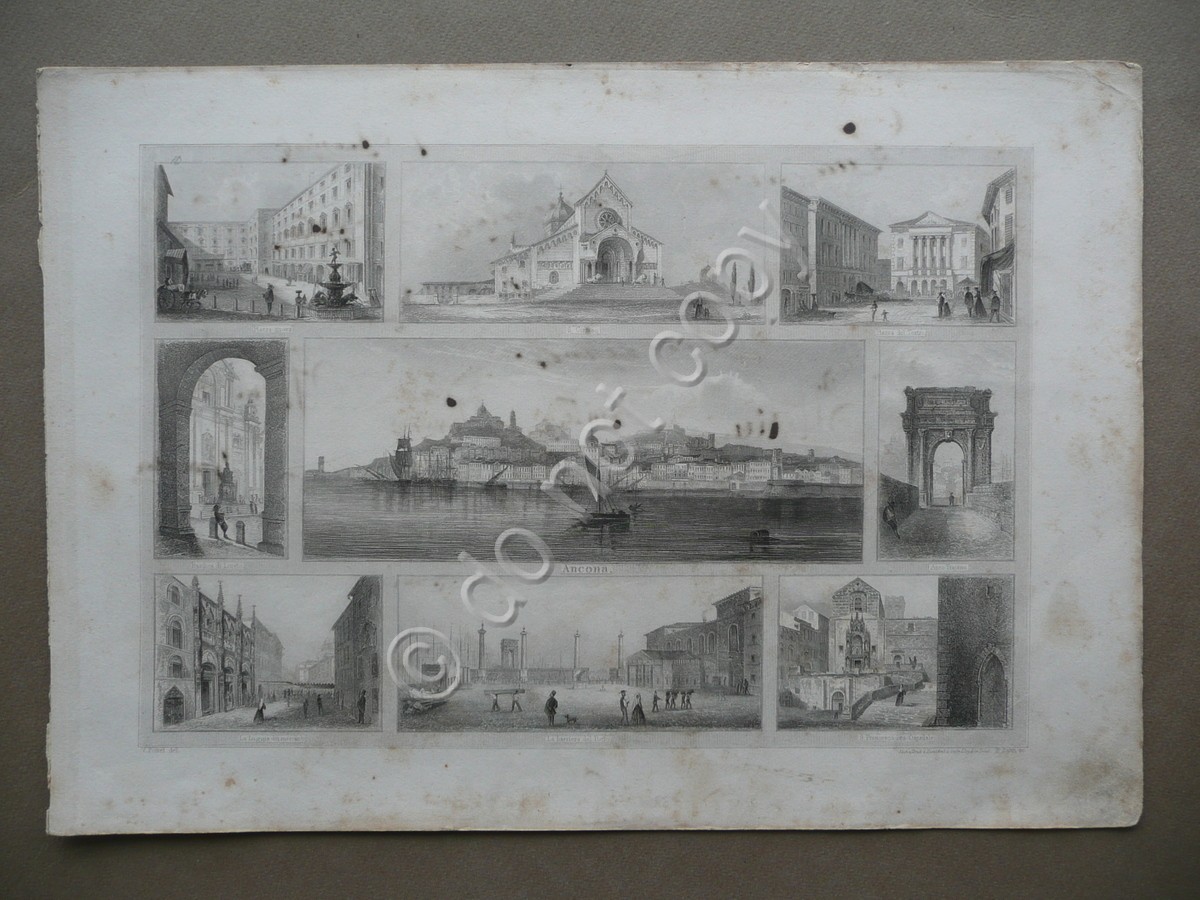 Ancona Vedute Multiple Incisioni Zahn Lloyd Austriaco Trieste Met‡ '800 …