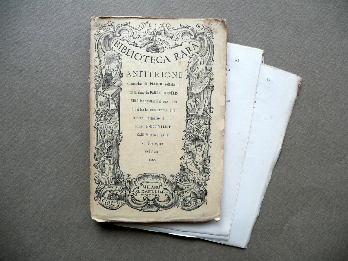 Anfitrione Plauto Voltata in Terza Rima Daelli Milano 1864 Biblioteca …