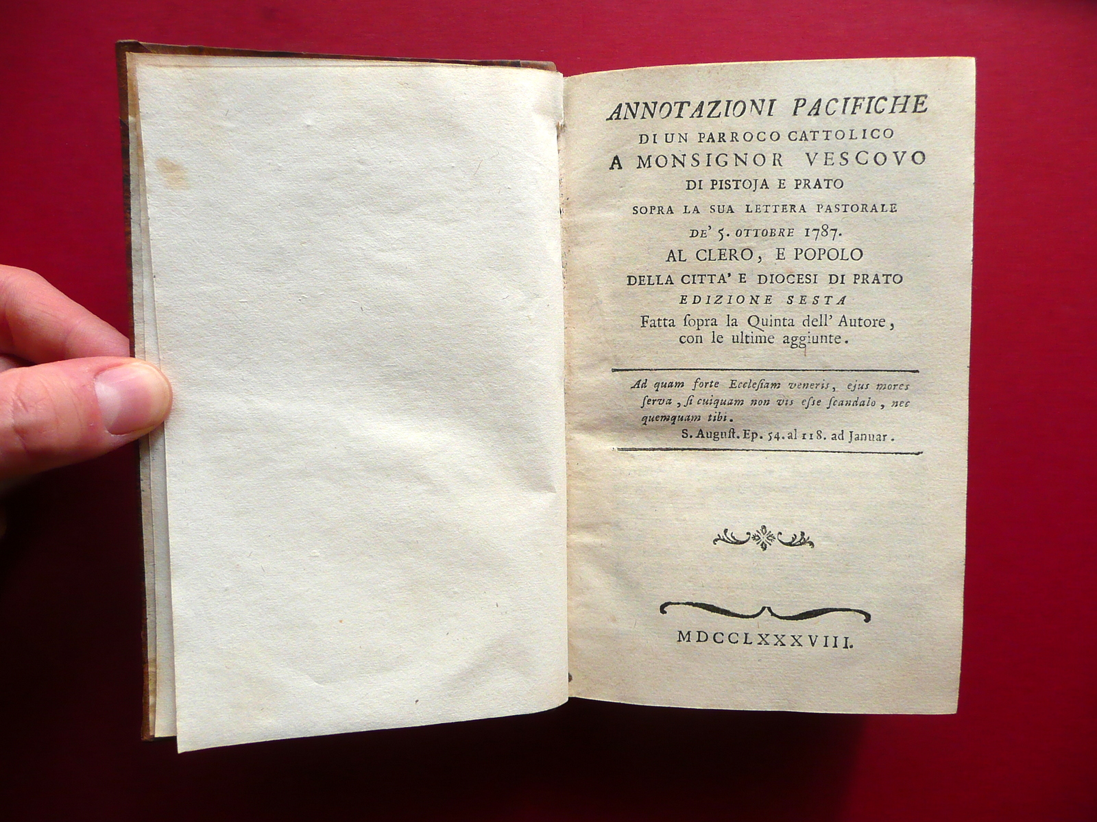 Annotazioni Pacifiche di un Parroco Cattolico Giovanni Marchetti 1788 Prato