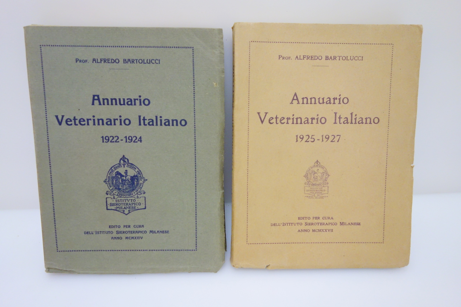 ANNUARIO VETERINARIO ITALIANO BARTOLUCCI 1922-1927 ISTITUTO SIEROTERAPICO 2 VOLL
