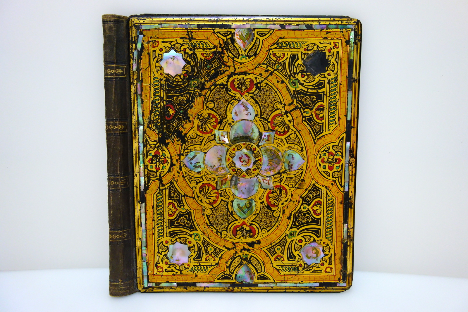 Antica Legatura con Ornamenti in Oro Intarsi in Madreperla XVIII-XIX …