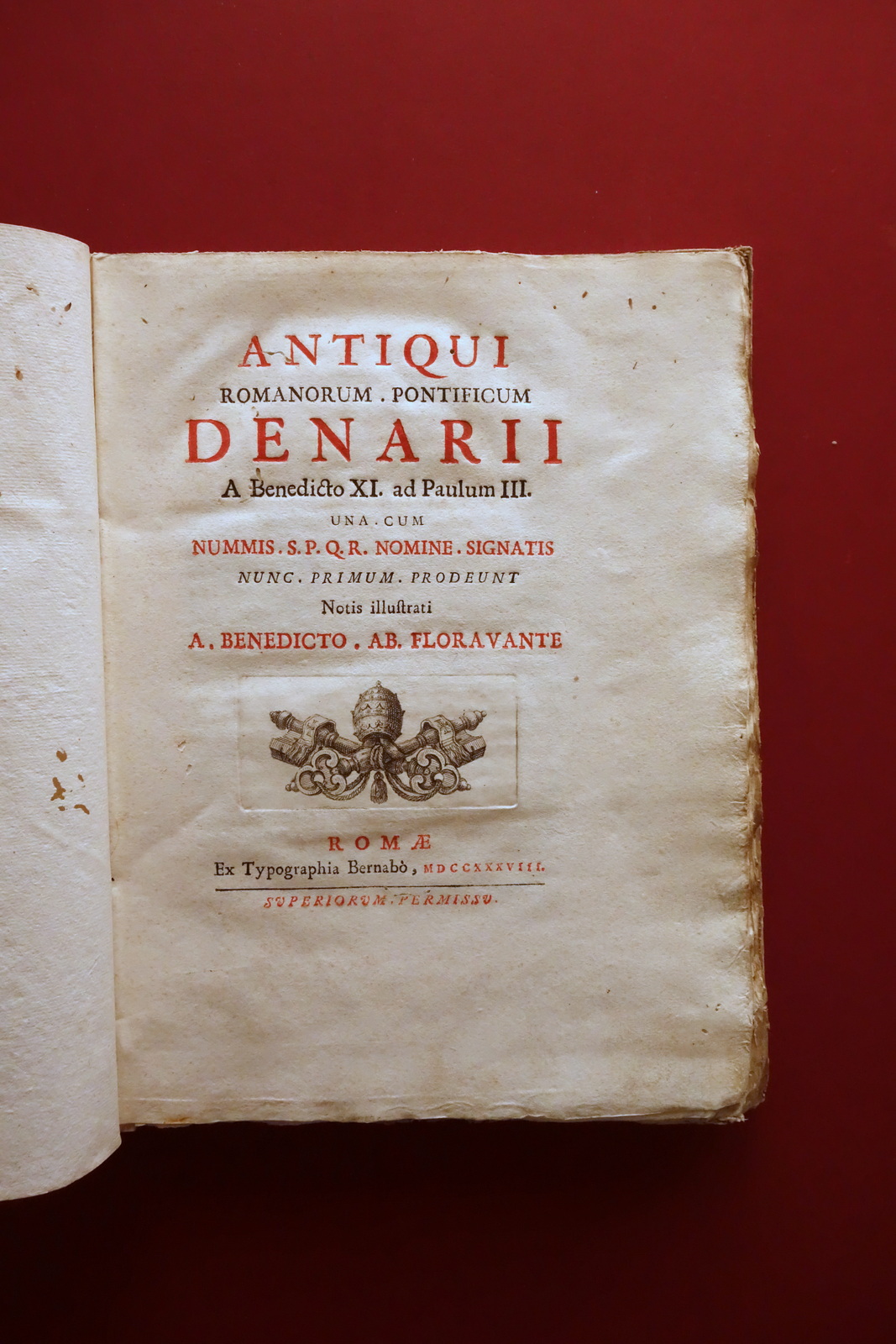 Antiqui Romanorum Pontificum Denarii A Benedicto XI ad Paulum III …