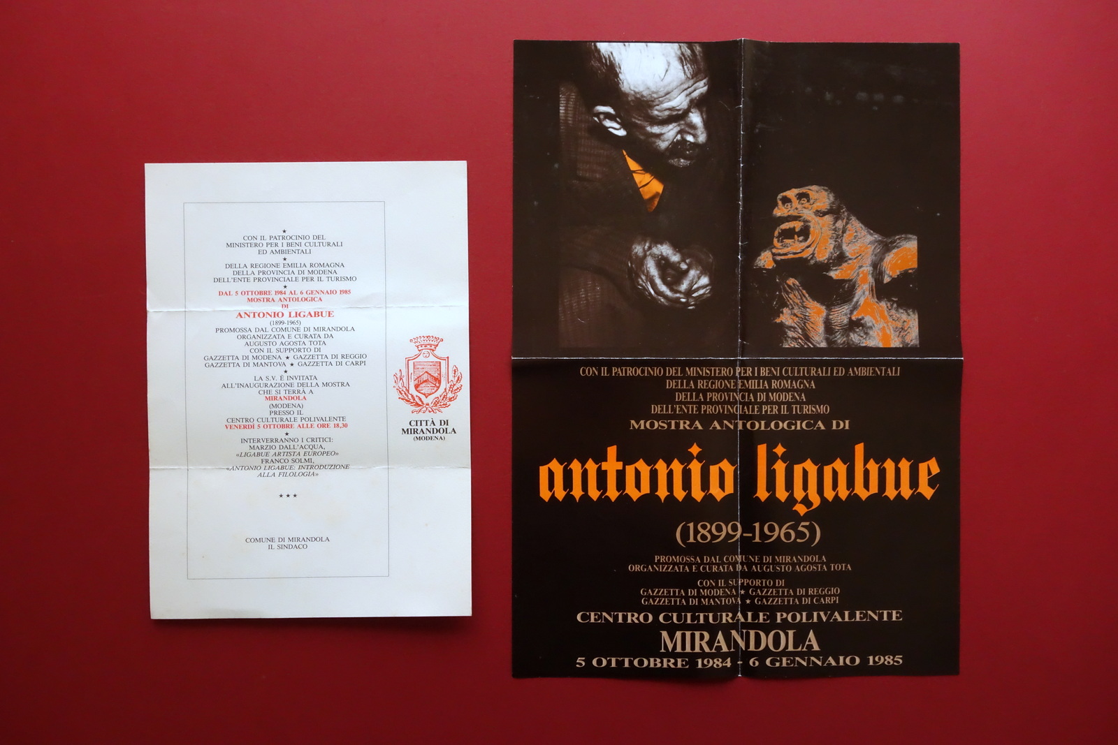 Antonio Ligabue Locandina Lettera Mostra Antologica Mirandola 1985 Modena Tota