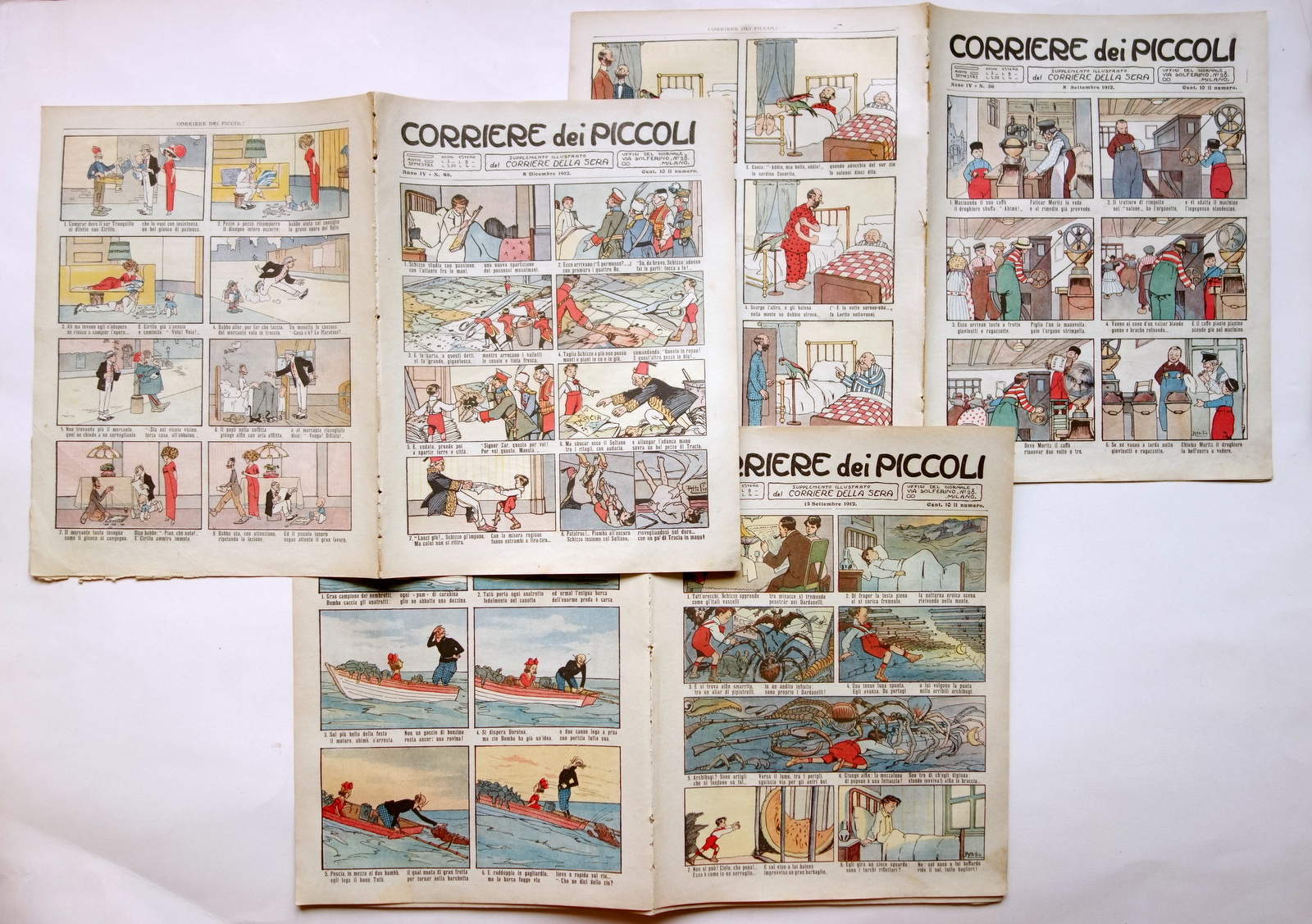 Antonio Rubino 3 Corrieri dei Piccoli Illustrazioni Racconti 1912 Completi