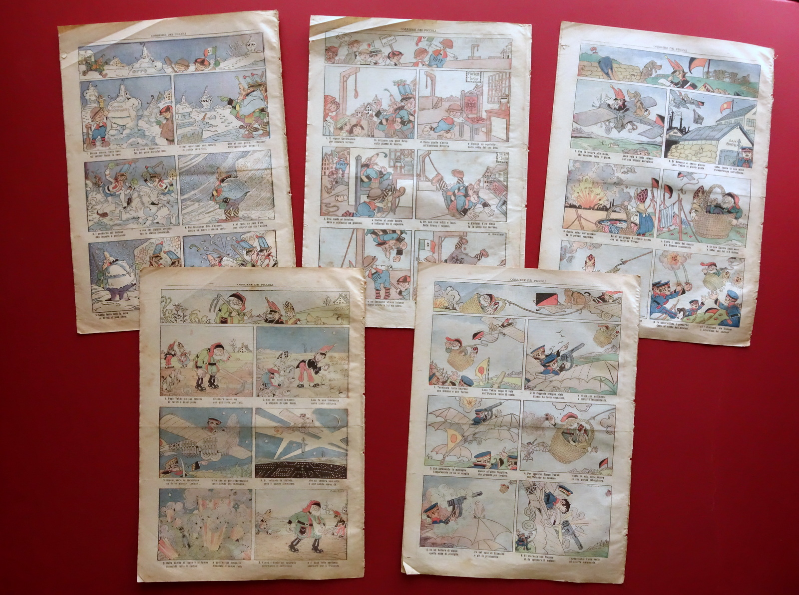 Antonio Rubino 5 Numeri Corriere dei Piccoli 26/11-31/12 1916 Guerra …