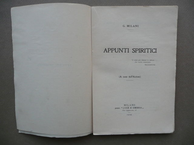 Appunti Spiritici Milani Luce E Ombra Milano 1905 Esoterica Spiritismo …