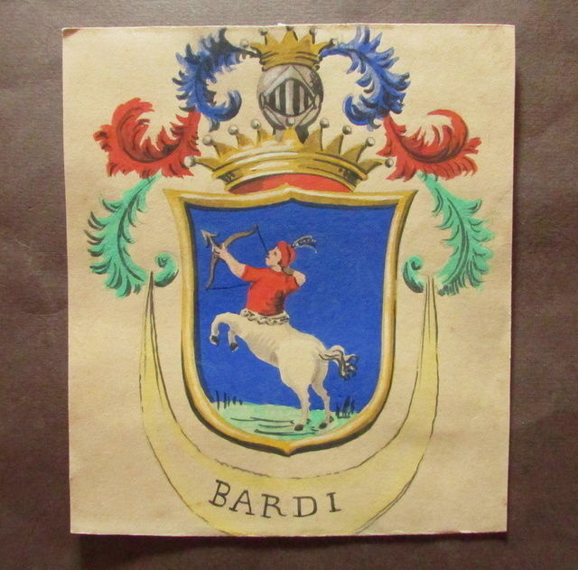 Araldica Cartoncino Stemma Colori Disegnato Bardi Primo Novecento Armi