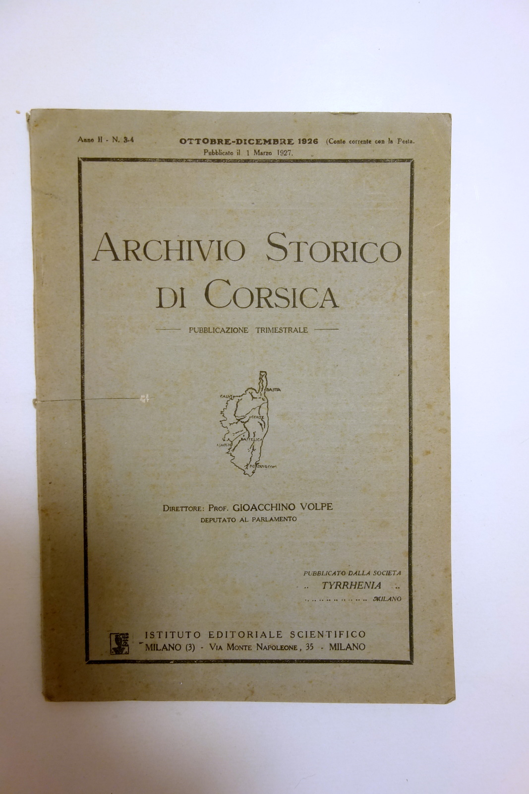 Archivio Storico di Corsica Anno II N. 3-4 Ottobre Dicembre …