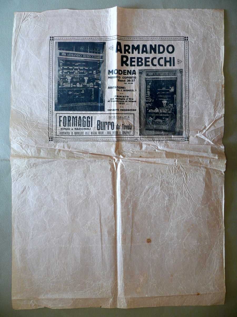 Armando Rebecchi Modena Mercato Coperto Albinelli Carta da Imballo Anni …