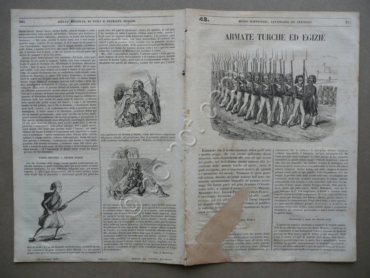 Armate Turche ed Egizie Uniformi Armamento Rivista Museo Scientifico 1840 …