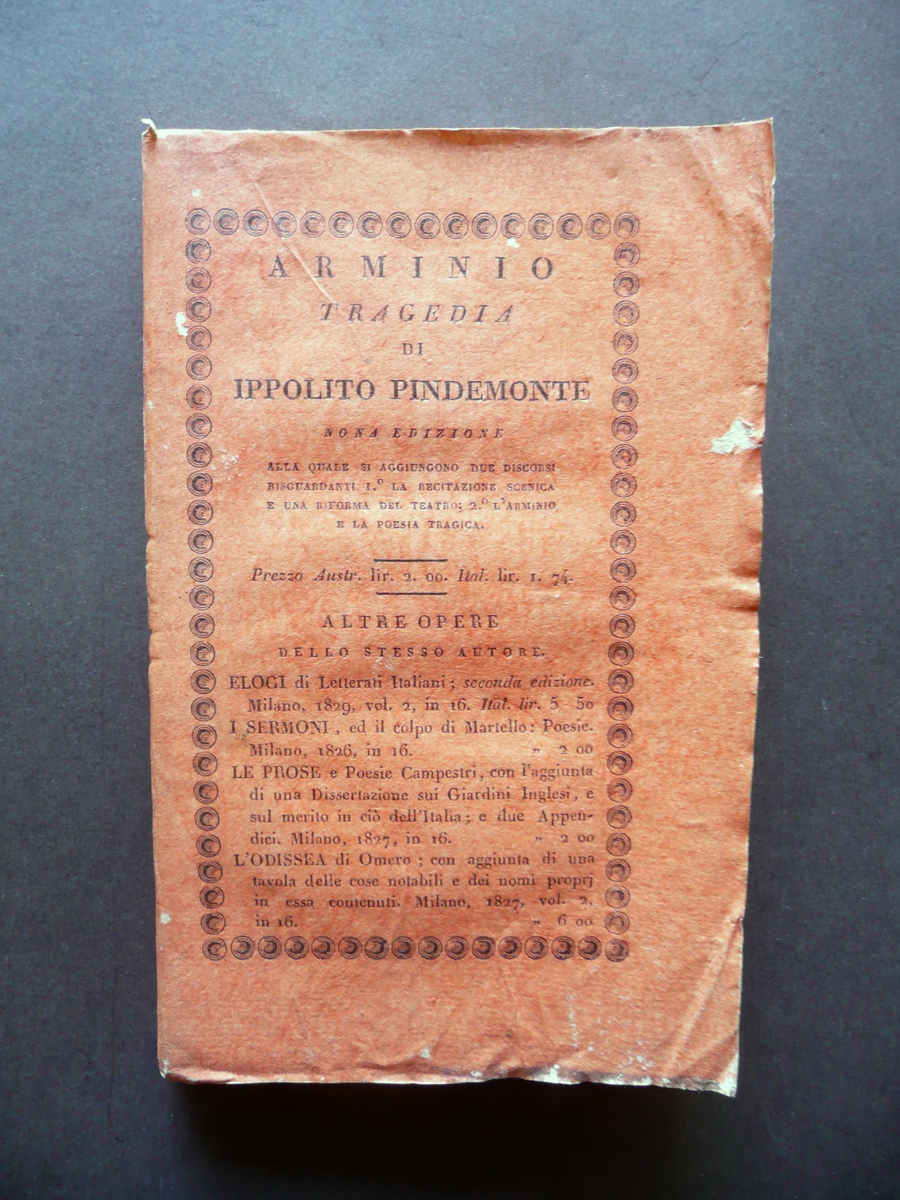 Arminio Tragedia di Ippolito Pindemonte Per Giovanni Silvestri Milano 1829