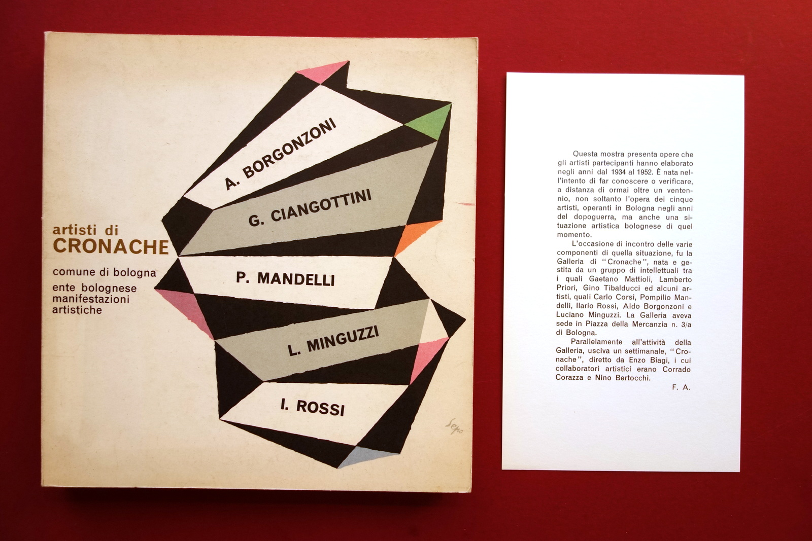 Artisti di Cronache Catalogo Mostra Avanguardia Arcangeli 1970 Arte Bologna