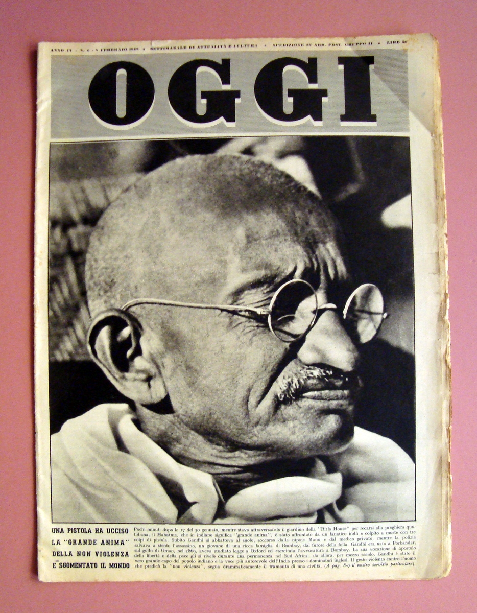 Assasinio Gandhi 1948 settimanale Oggi n 6 8 Febbraio 1948 …