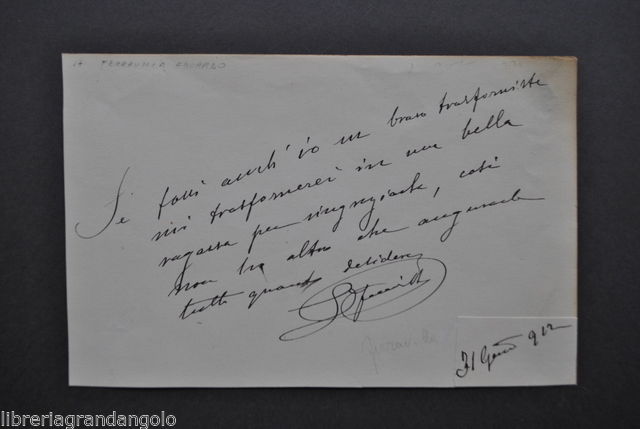 Autografi Teatro Attore Commediografo Edoardo Ferravilla Dialetto Milano 1912