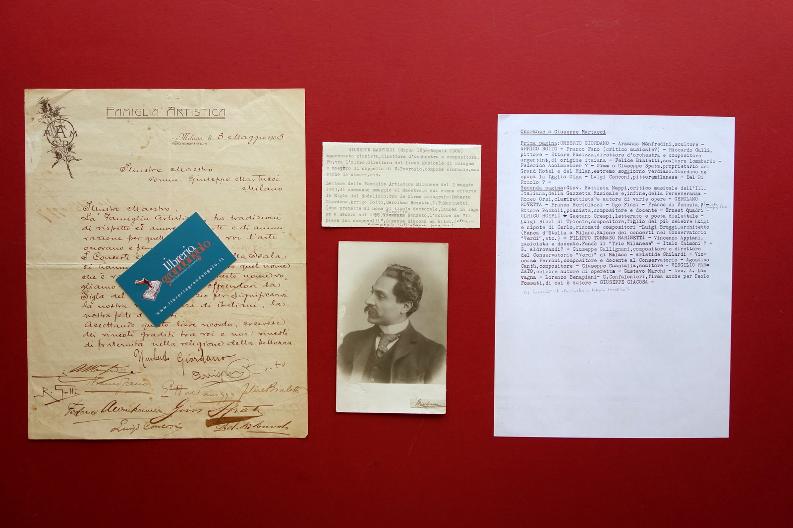 Autografi Vari 40 Firme ca. Lettera Famiglia Artistica Martucci 1903 …