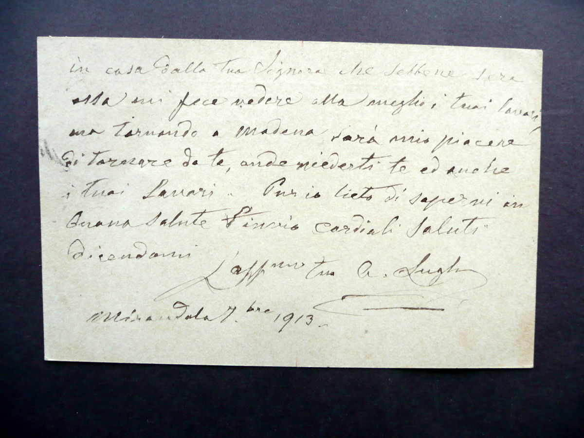 Autografo Albano Lugli Pittore Carpi Cartolina Postale Andrea Becchi Modena …