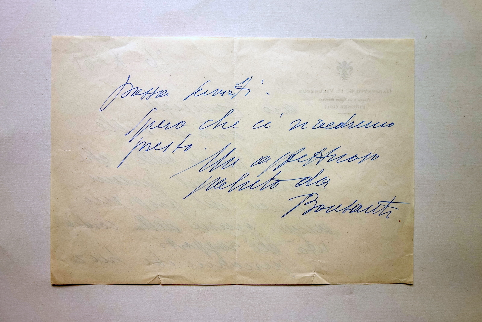 Autografo Alessandro Bonsanti Luzi Zampighi Lettera Firenze 1961 Vieusseux