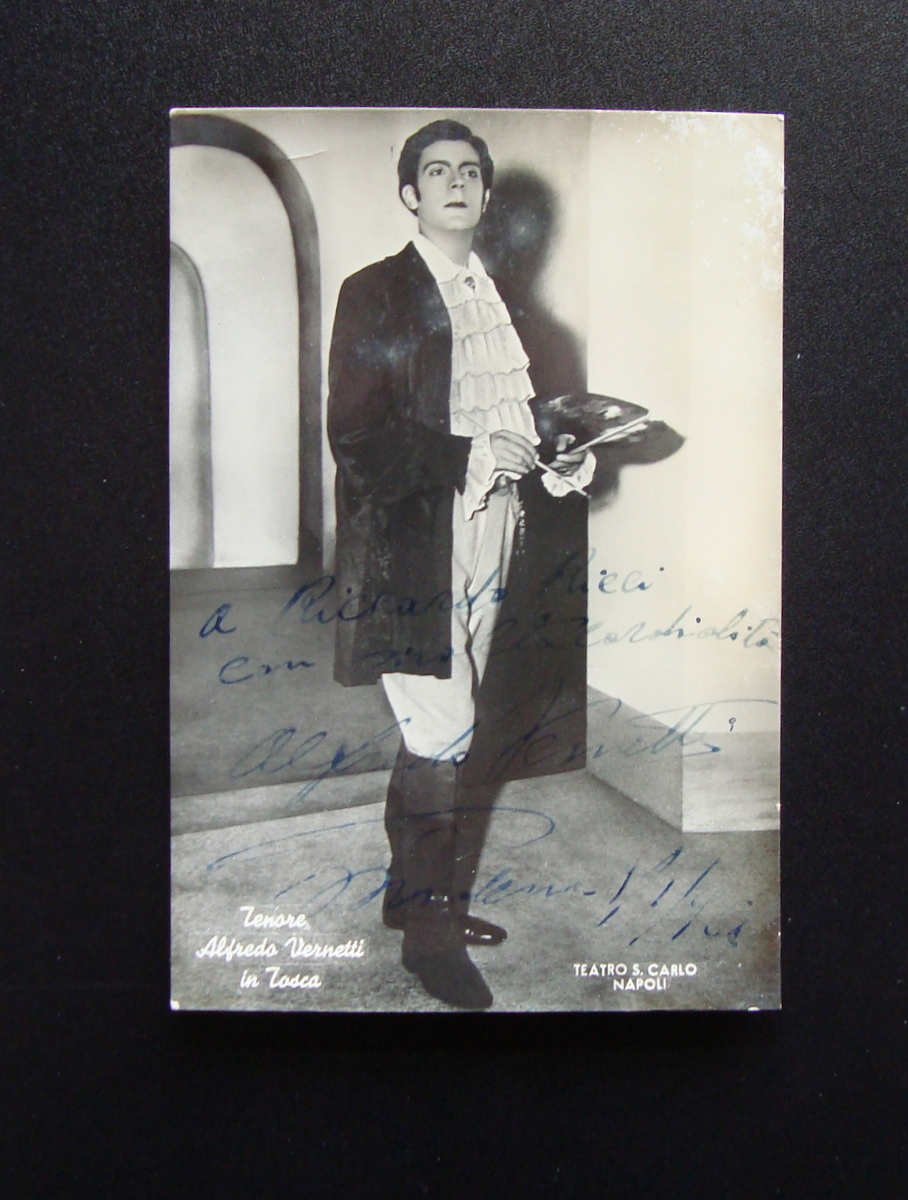 Autografo Alfredo Vernetti Tenore Tosca Napoli Teatro San Carlo Lirica