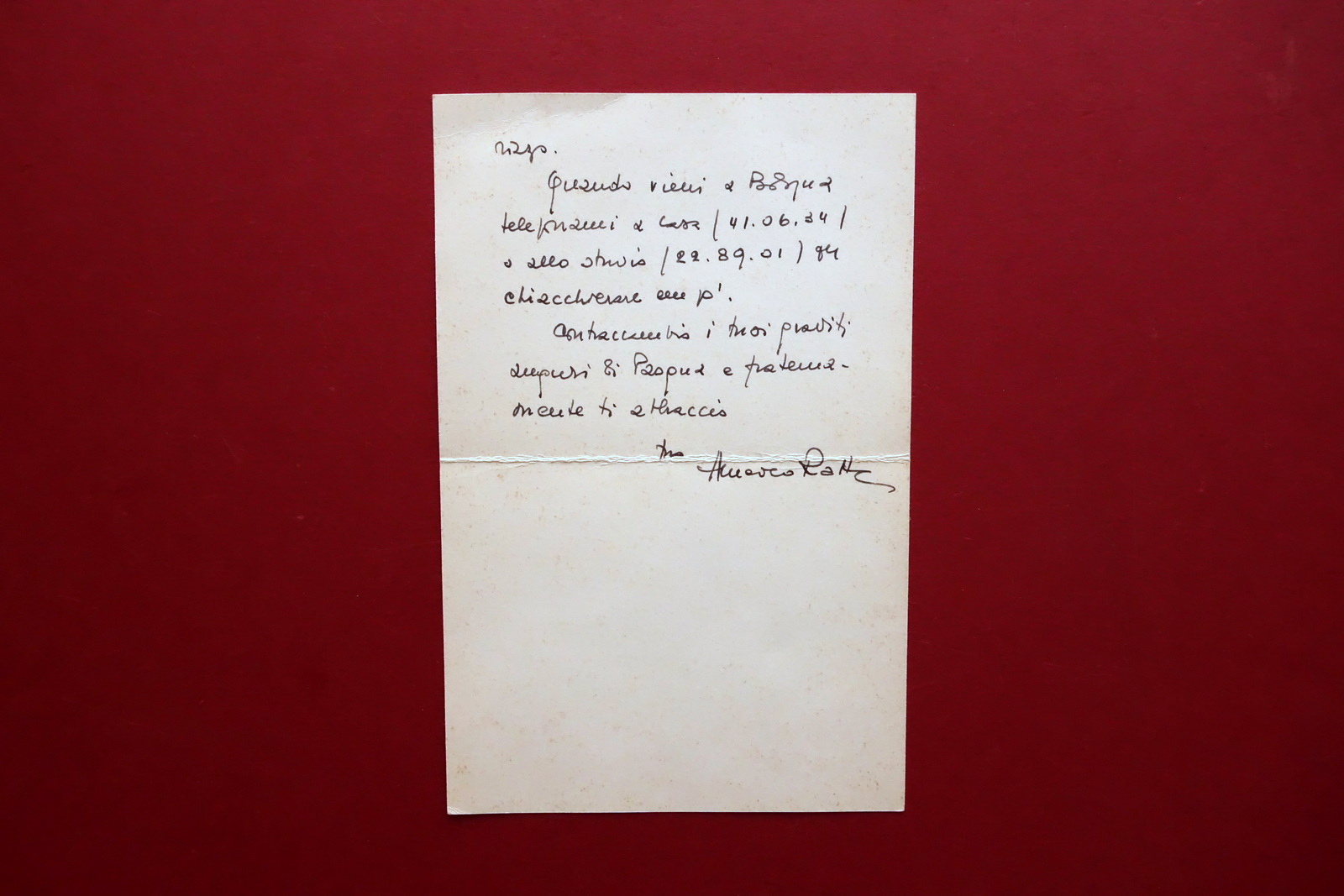 Autografo Amedeo Ratta Scrittore Giornalista Lettera 1962 Giuliano Gramigna