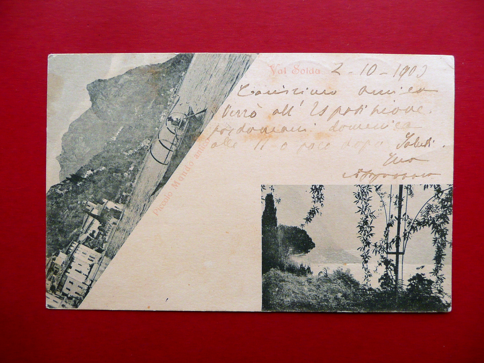 Autografo Antonio Fogazzaro Cartolina Val Solda 2/10/1903 Fradeletto Letteratura