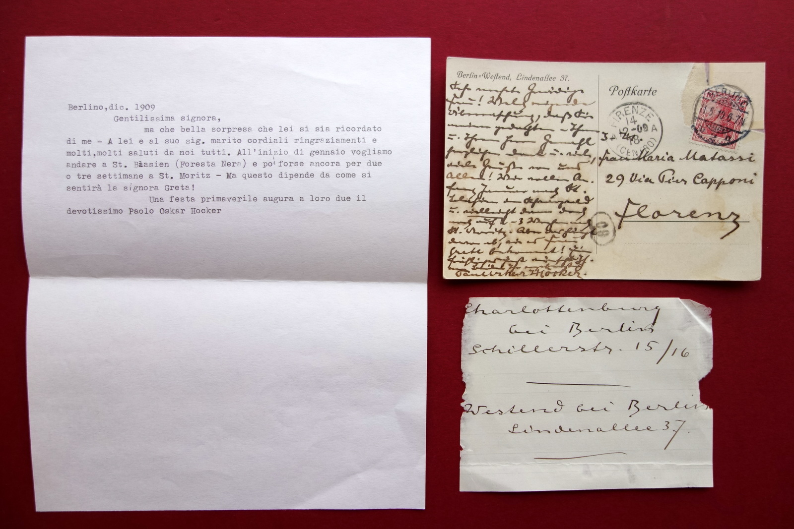 Autografo Arte Pittura Monaco Paul Hocker Hoecker Scrittore 1909