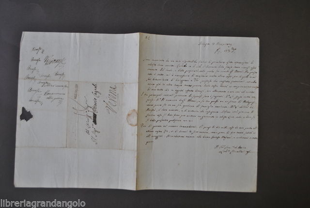 Autografo Ciccolini Macerata Astronomia Bologna Specola Cagnoli Verona 1809