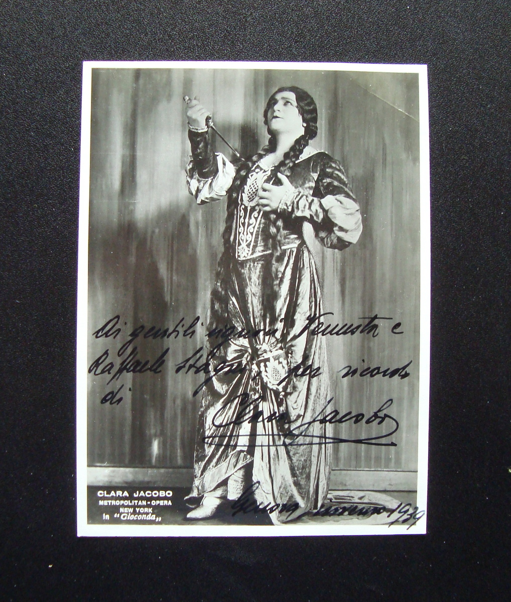 Autografo Clara Jacobo Gioconda Metropolitan New York 1939
