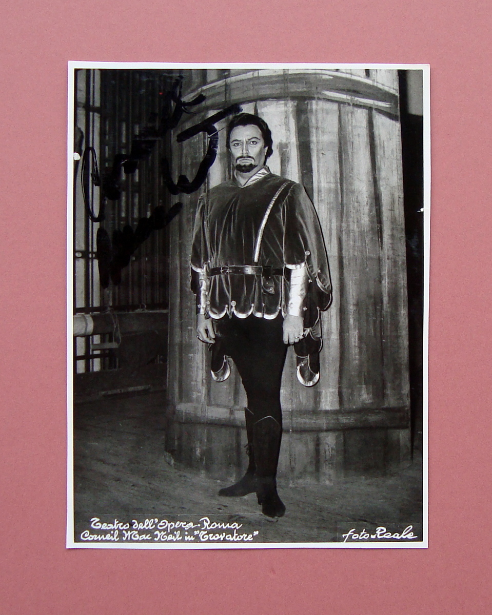 Autografo Cornell MacNeil baritono Trovatore Teatro Opera Roma Foto Reale