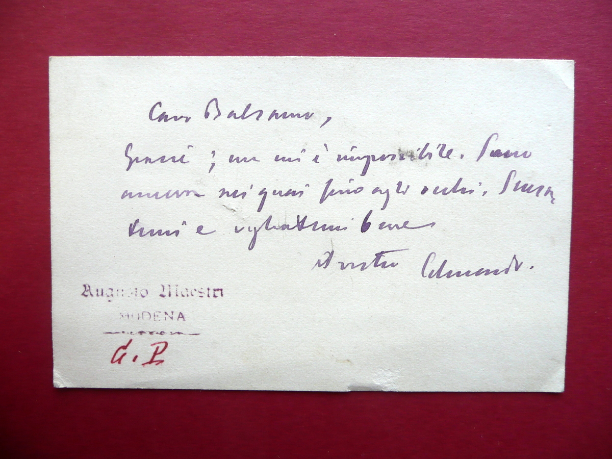 Autografo Edmondo de Amicis Biglietto Gustavo Balsamo Crivelli Letteratura Raro