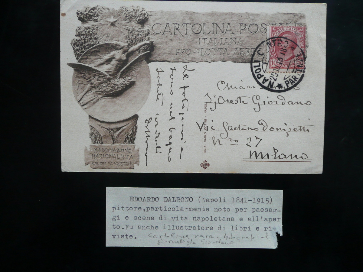 Autografo Edoardo Dalbono Cartolina Pro Flotta Aerea Napoli 1913 Pittura …