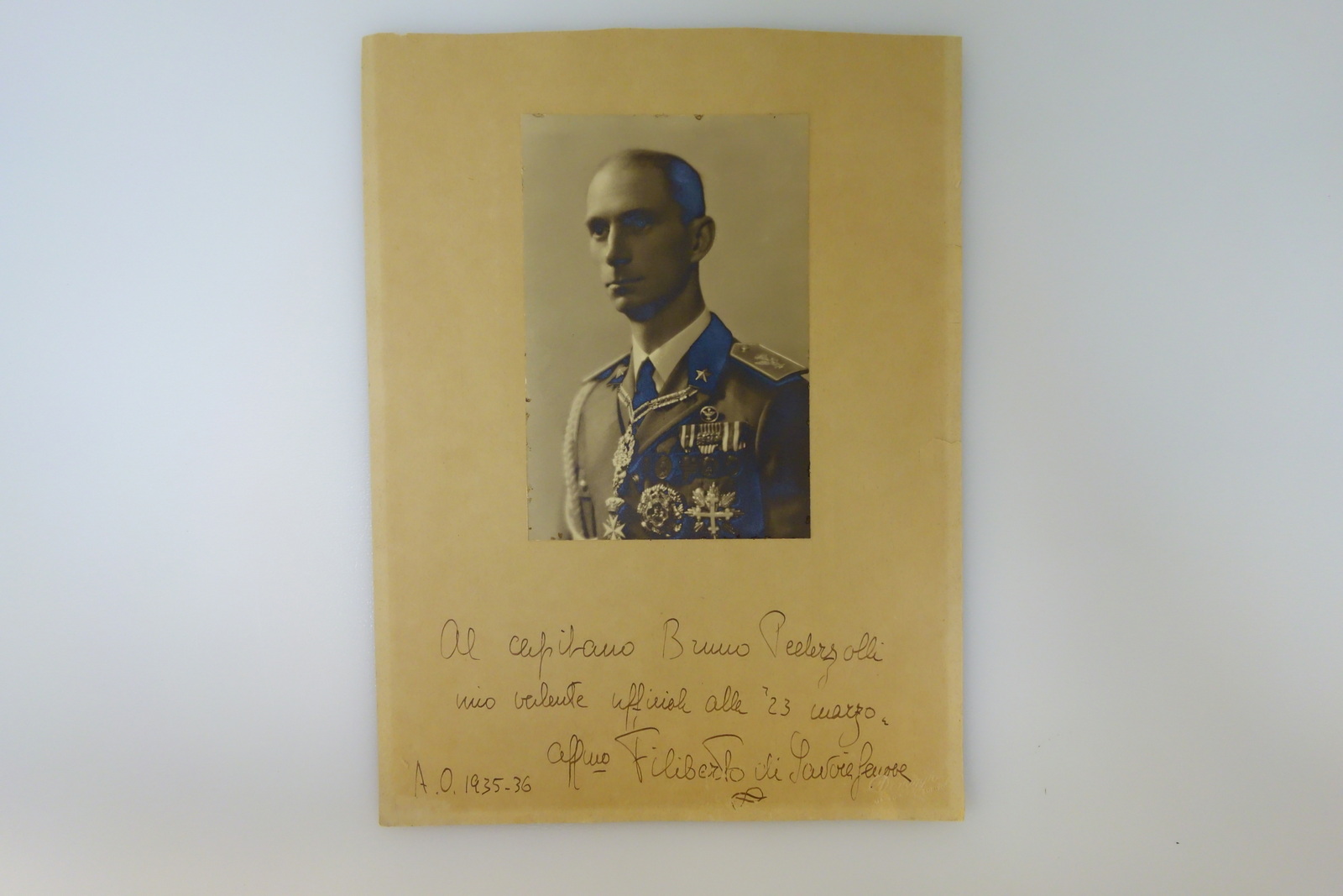 Autografo Filiberto di Savoia Genova Fotografia AOI 1935 Ufficiale XXIII …