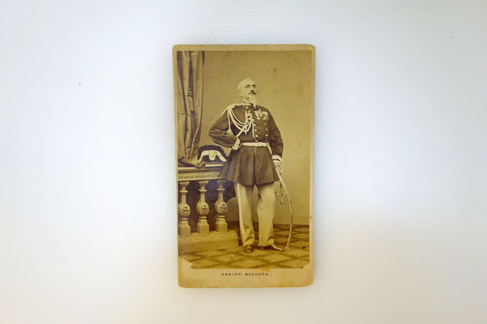 Autografo Generale Ludovico Fontana Governolo Fotografia Anriot Bologna 1866