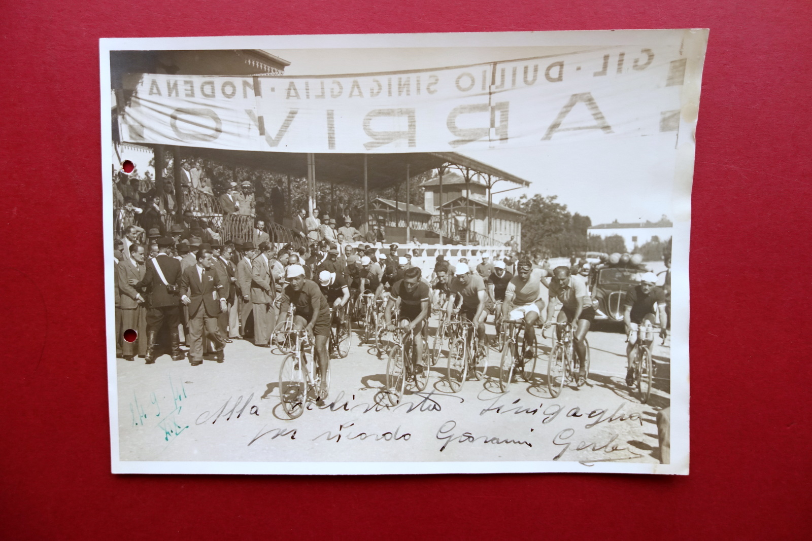 Autografo Giovanni Gerbi Grande Fotografia Testi Ippodromo Modena 1941 Ciclismo