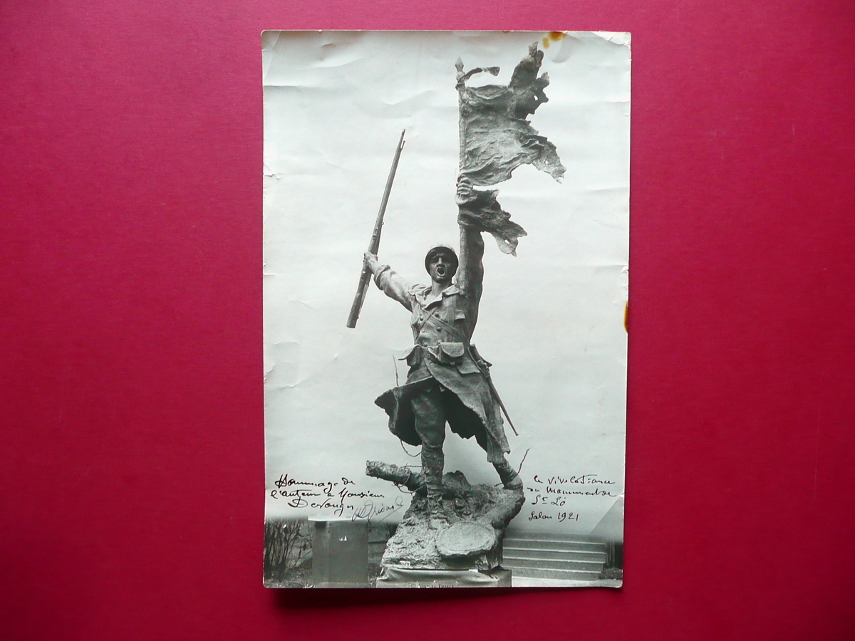 Autografo HenrÏ DesirÈ Grisard Fotografia Scultura 1921 Foto Marouteau Paris