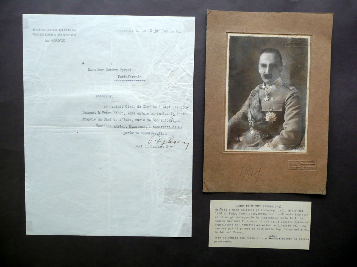 Autografo Jozef Klemens Pilsudski Fotografia Firma 1922 Generale Polonia Raro