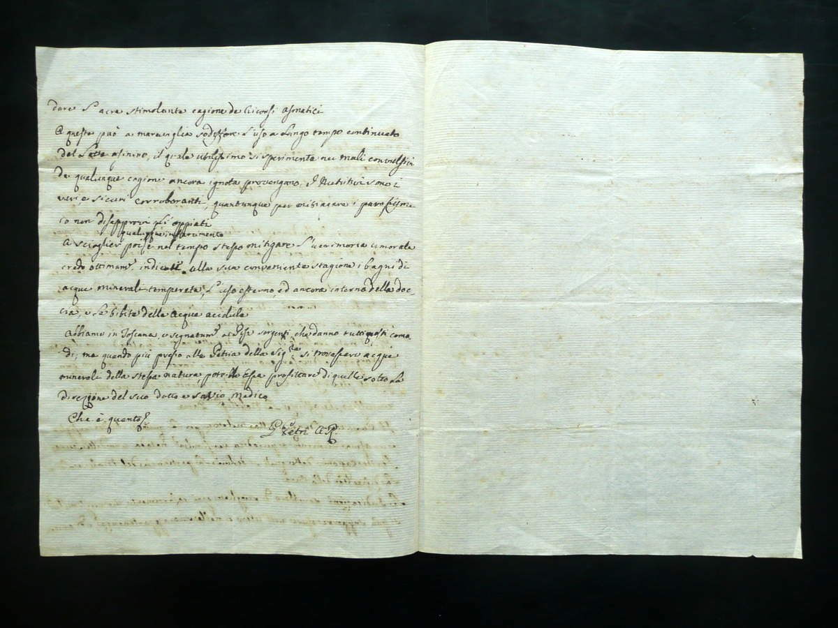 Autografo Lettera Giuseppe Petri Medicina Diagnosi Terapia Nobildonna Primo '800