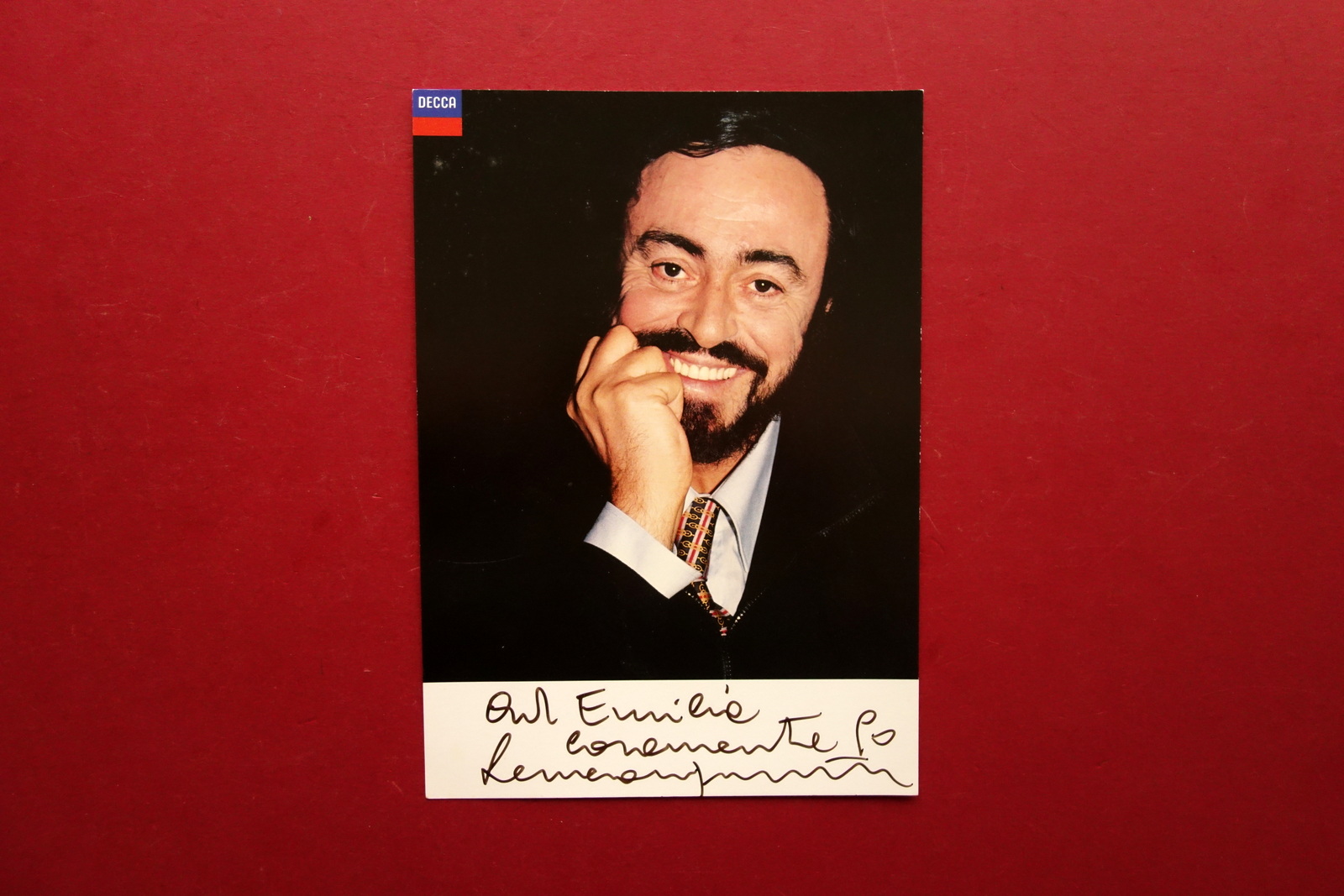 Autografo Luciano Pavarotti Fotografia Lirica Tenore Modena