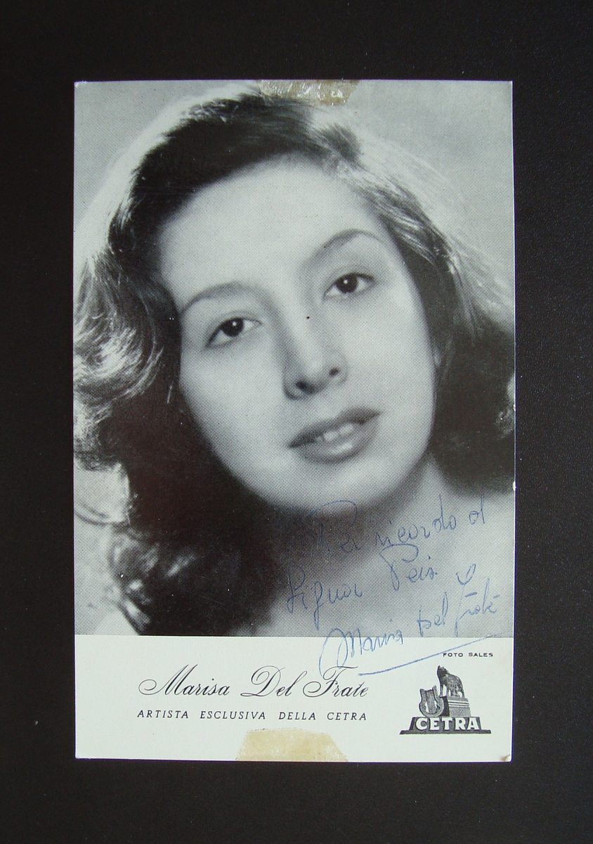 Autografo Marisa Del Frate cantante attrice Cetra Teatro Storchi 1957 …