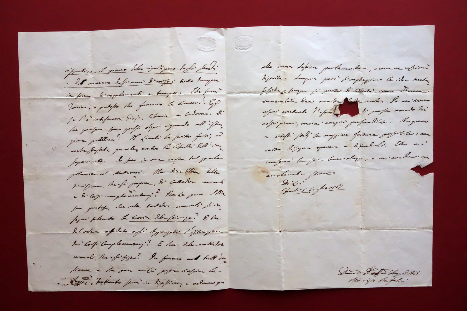 Autografo Maurizio Bufalini Lettera ForlÏ 5 Luglio 1867 Pellizzari Firenze