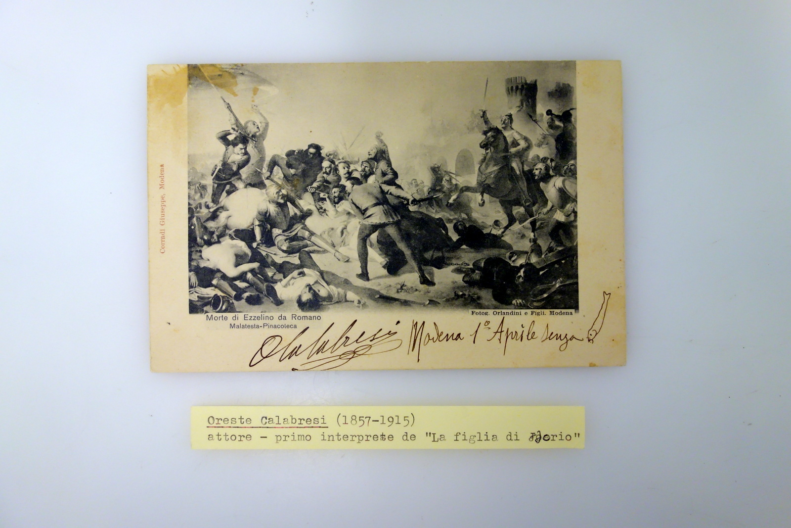 Autografo Oreste Calabresi Firma Fotocartolina Orlandini Modena Primo '900