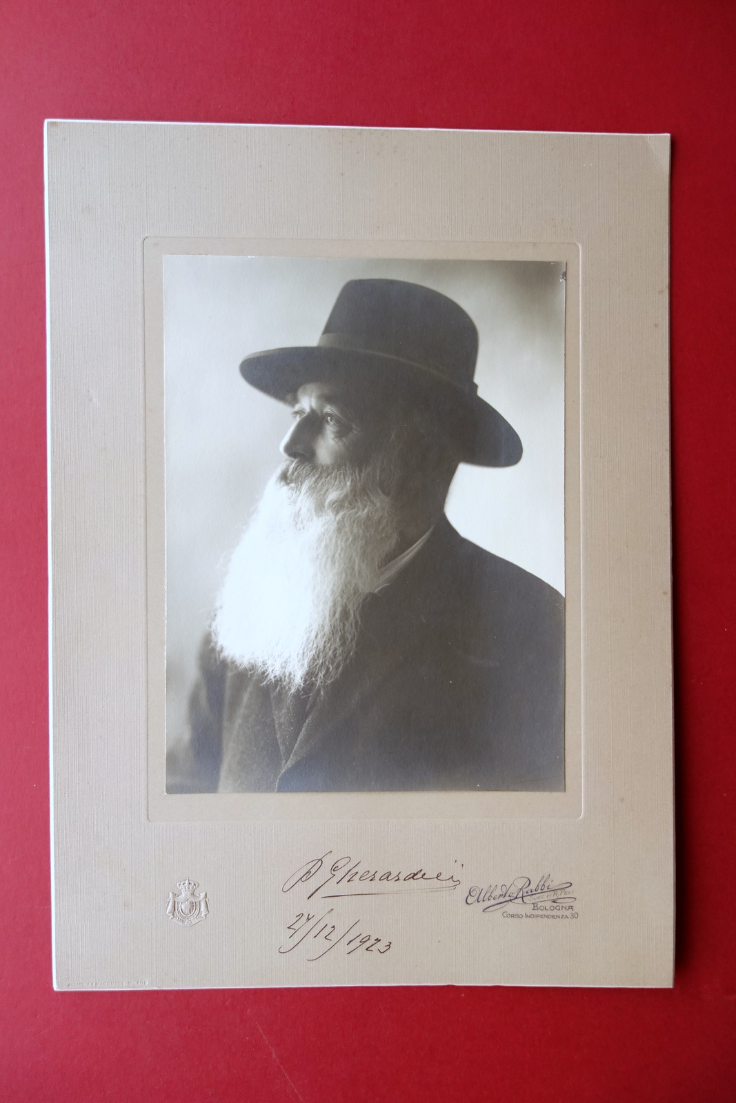 Autografo Pietro Gherardini Fotografia Rabbi Peli Bologna 1923 Veterinario