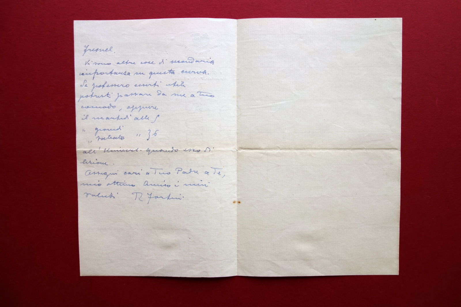 Autografo Roberto Fortini Lettera Universit‡ di Firenze Matematica Clotoide