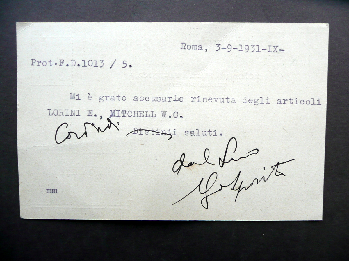 Autografo Ugo Spirito Cartolina Intestata Treccani Roma 3/9/1931 Filosofia