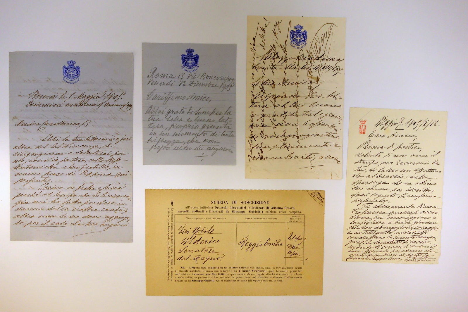 Autografo Ulderico Levi Reggio Emilia Lotto 4 Lettere 1 Sottoscrizione …
